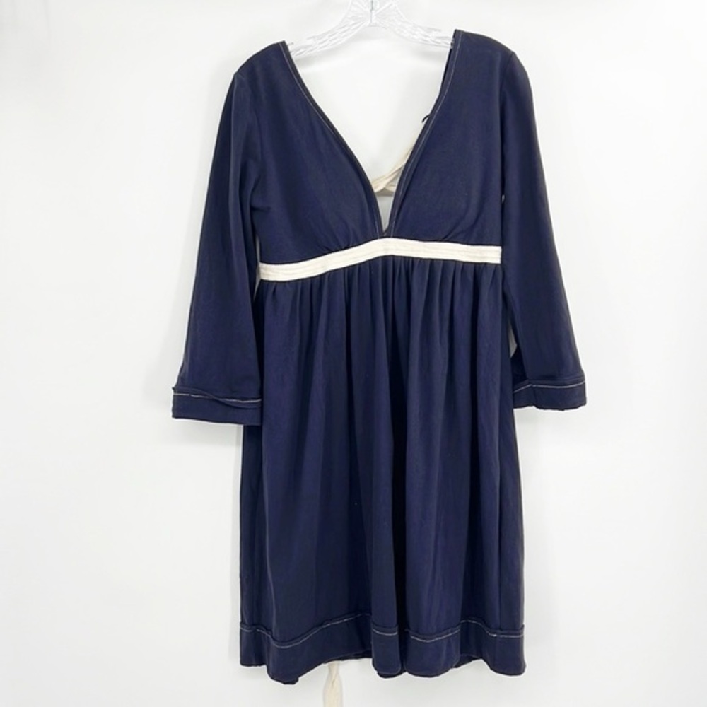 Anthropologie Plenty by Tracy Reese Navy Blue Long Sleeve Lace up Dress Medium